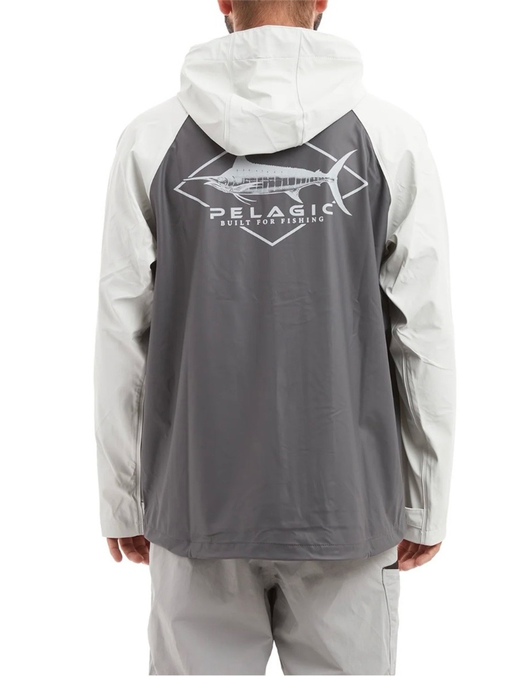 Pelagic Two-Tone Black & Light Gray Hooded Fishing Raincoat